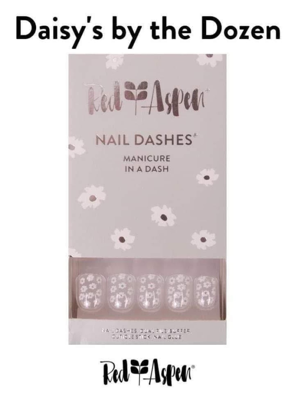NIB Red Aspen Daisy’s by the Dozen Press-On Nail Dashes